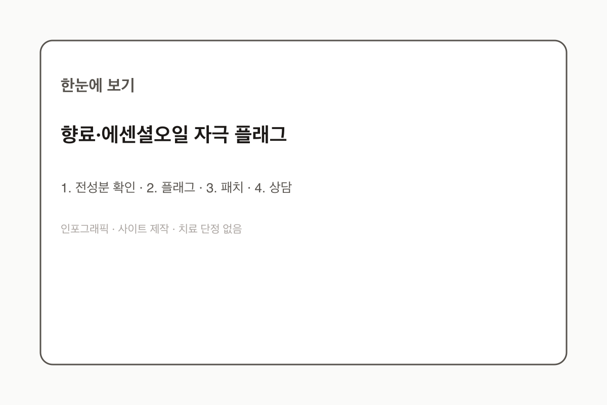 향료·에센셜오일 자극 플래그 인포그래픽